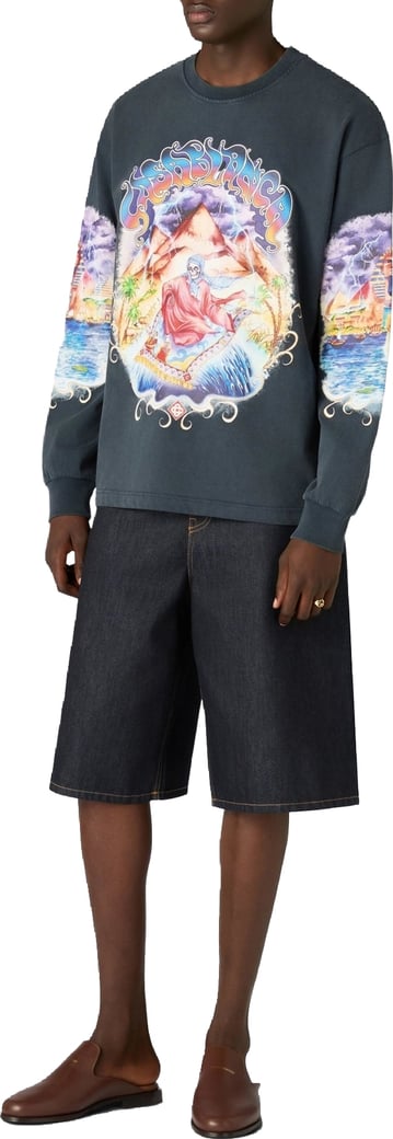 Heren Eveil Ancestral Washed Long Sleeve Tee Eveil Ancestral Blauw