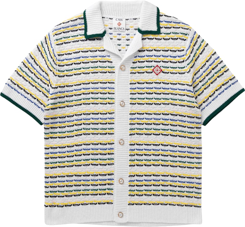 polo knit white green yellow