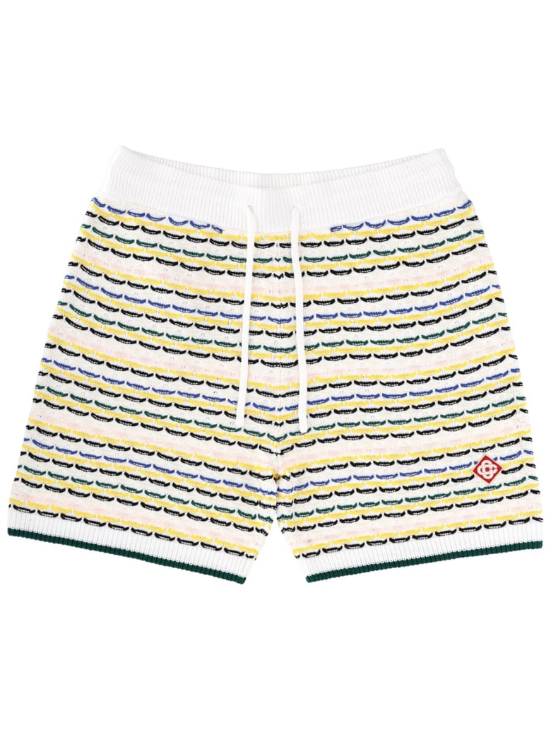 Textured Cotton Drawstring Shorts