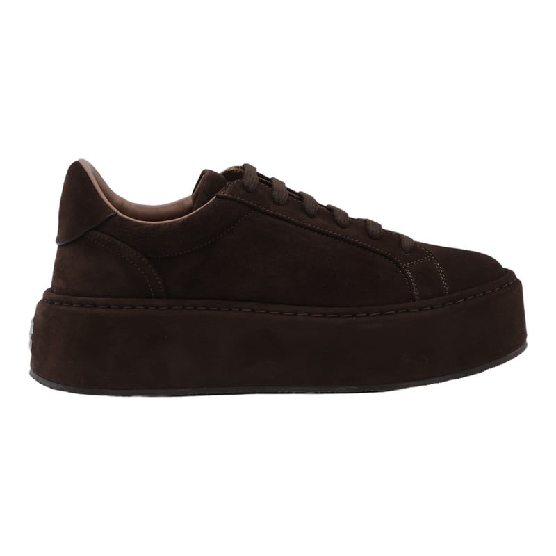 Chunky Platform Sneakers with Suede-like Upper and Lace-up Front