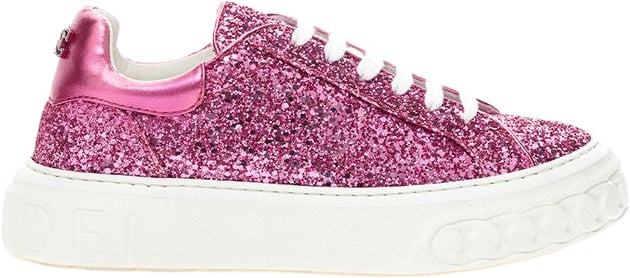 Casadei Fuchsia Fabric And Leather Low Top Sneakers