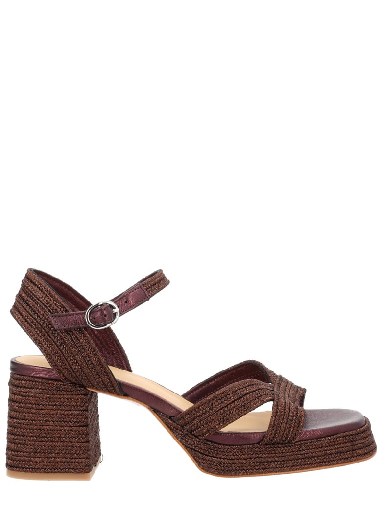 Multicolor Vallita Woven Straps Block Heel Sandals