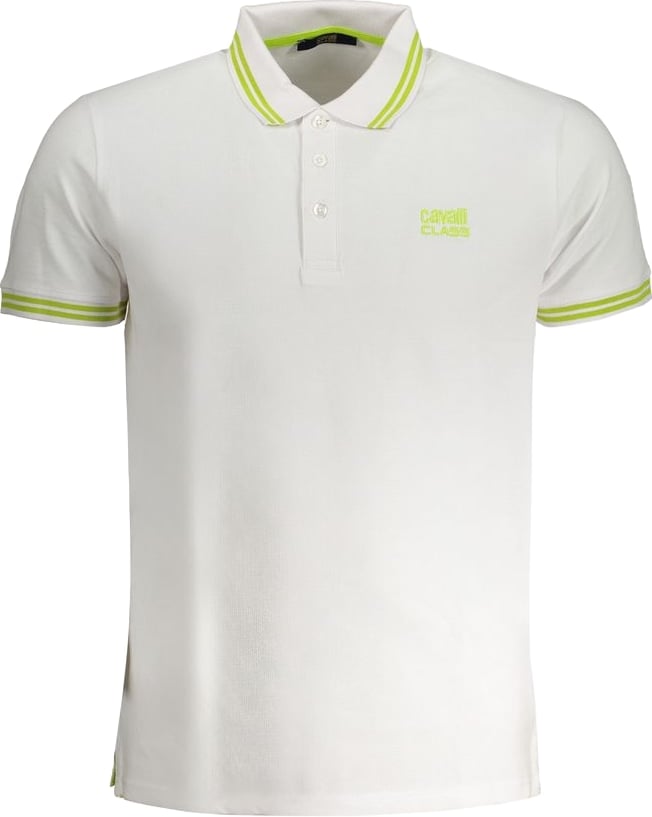Cavalli Class White Cotton Men Polo Shirt