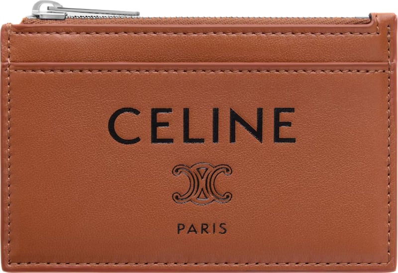 Celine Zipped Card Holder in smooth Lambskin Brown