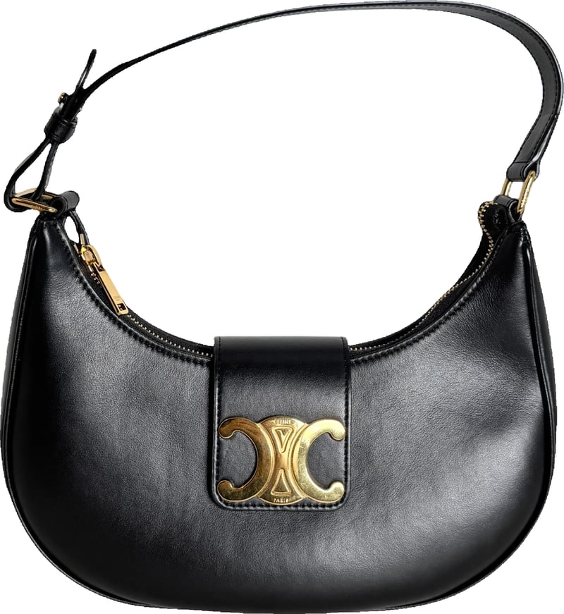 Celine Ava Triomphe Medium Smooth Leather Black Gold 2024