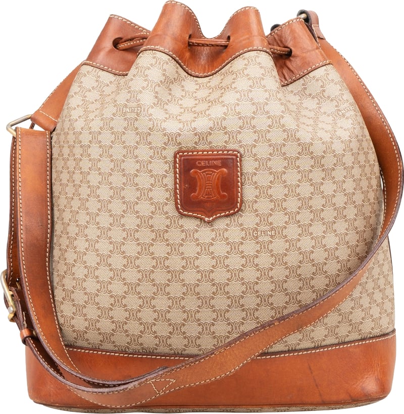Celine Macadam Monogram Drawstring Bucket Shoulder Bag