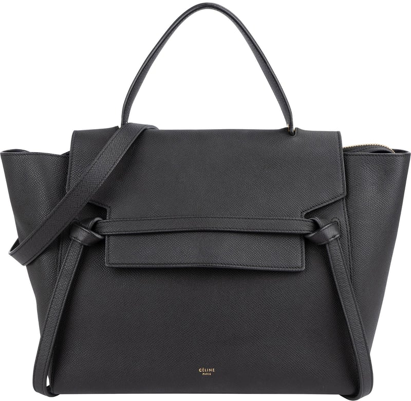 Céline Black Grained Leather Belt Handbag