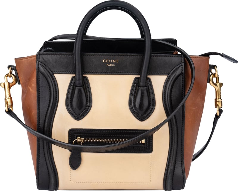 Celine Tricolor Leather Luggage Handbag