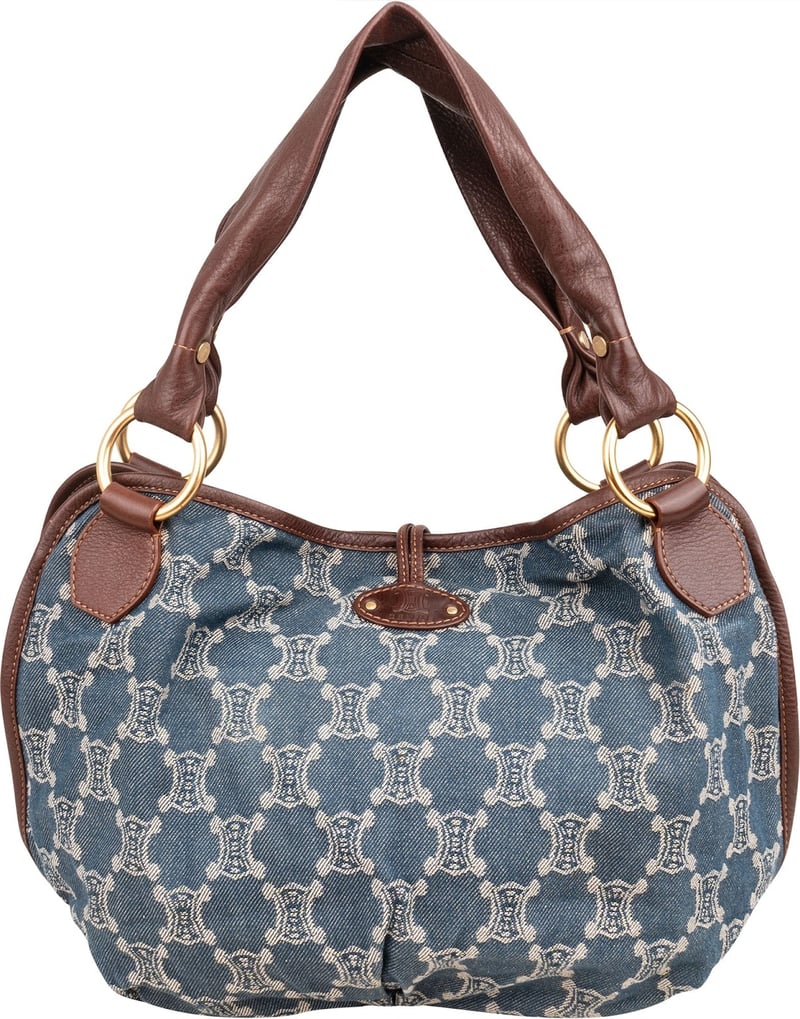 Céline Denim Macadam Monogram Hobo Shoulder Bag