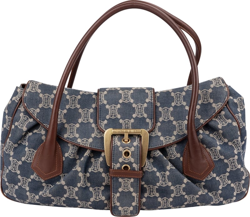 Celine Denim Macadam Monogram Buckle Handbag