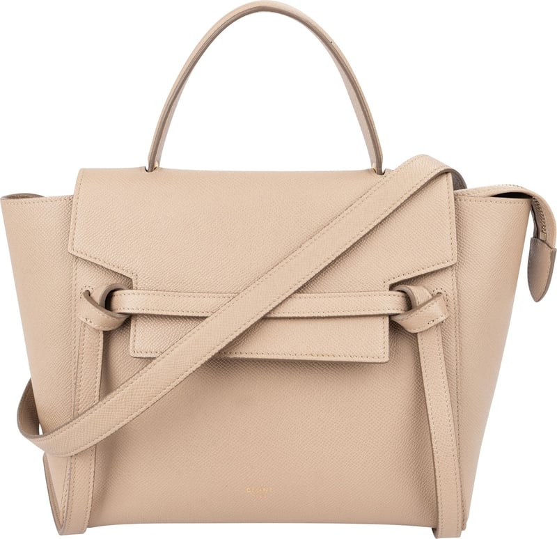 Céline Beige Grained Calfskin Nano Belt Handbag