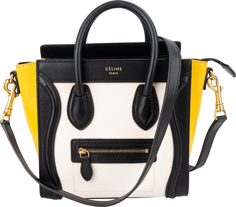 Céline Tricolor Drummed Calfskin Luggage Crossbody Handbag