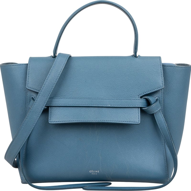 Céline Blue Grained Calfskin Small Belt Handbag