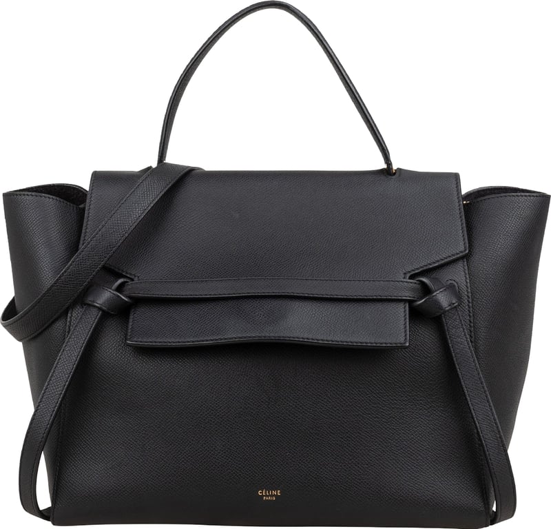 Céline Black Grained Calfskin Belt Handbag