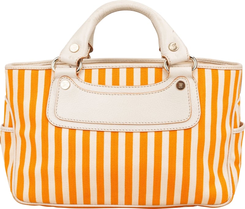 Celine Striped Canvas Boogie Handbag