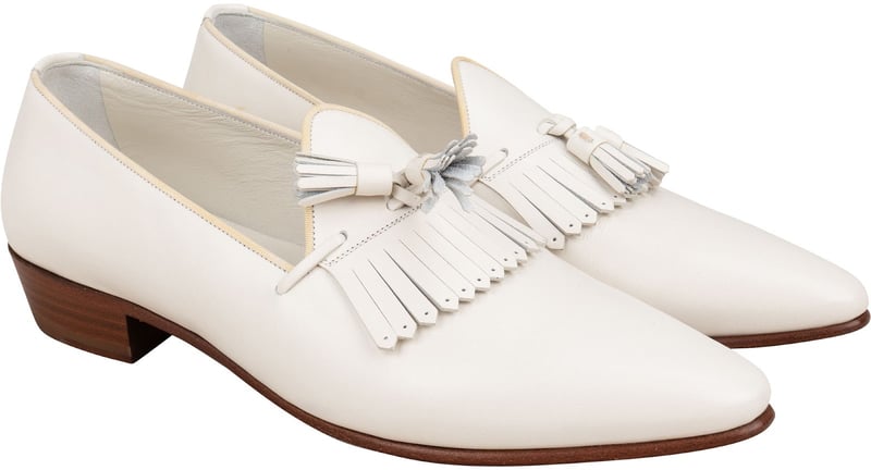 Celine White Leather Mokassins Tassel Heel Loafers (39)