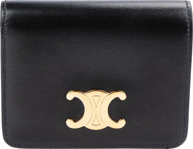 Celine Black Leather Triomphe Wallet