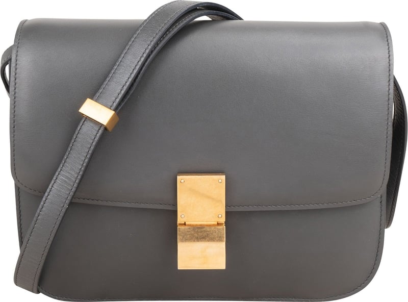 Celine Grey Calfskin Classic Box Bag Medium Crossbody Bag