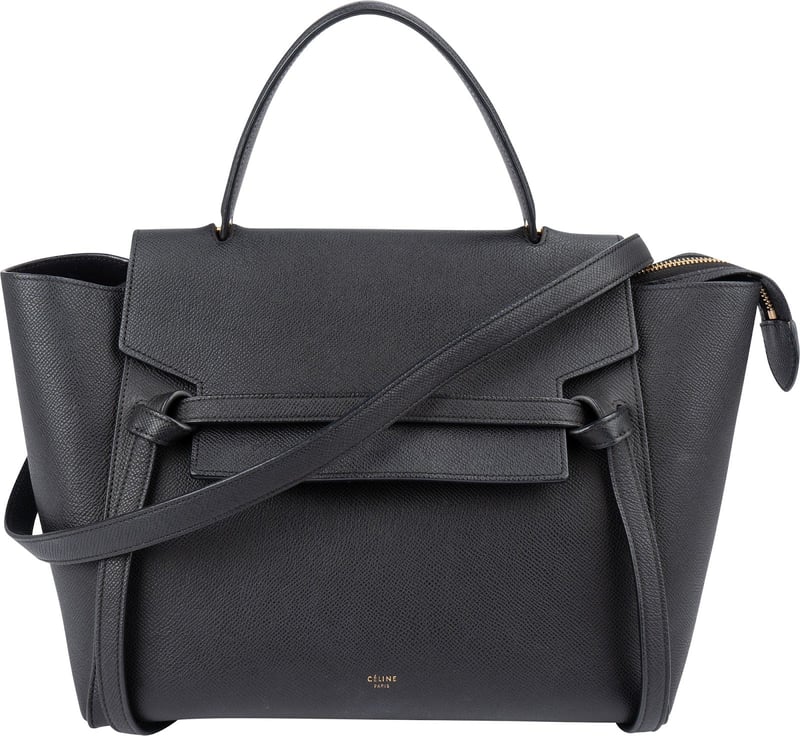 Céline Black Grained Calfskin Belt Handbag