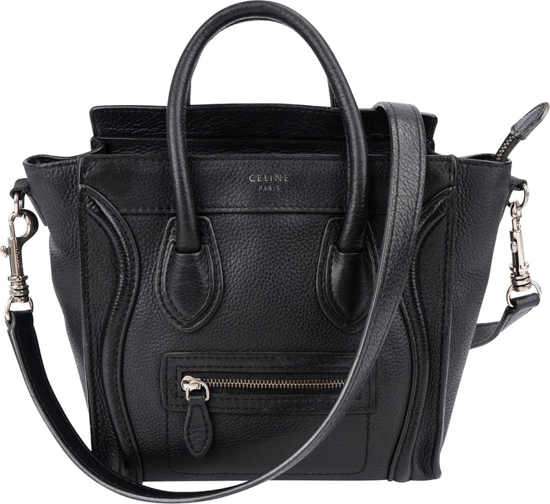 Celine Drummed Calfskin Nano Luggage Crossbody Handbag
