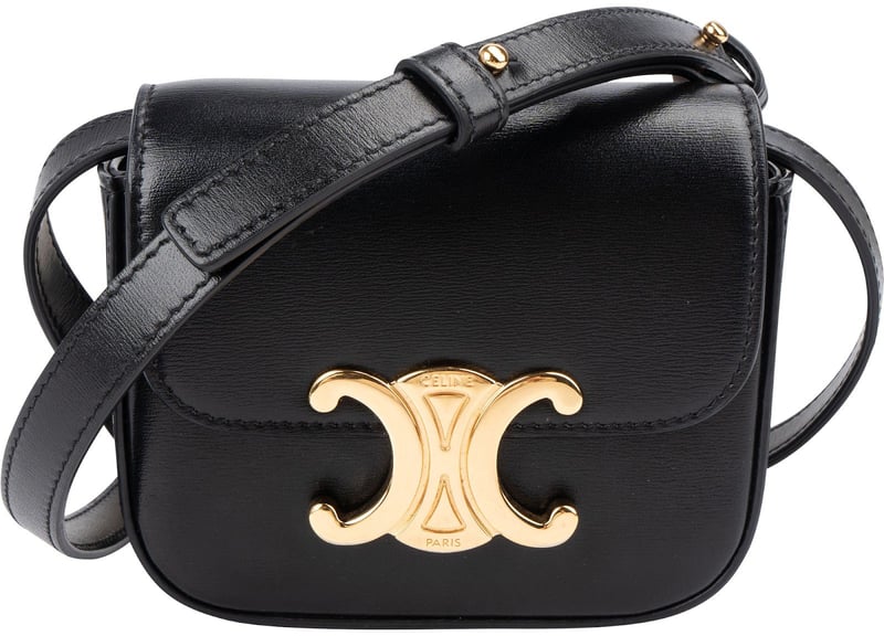 Celine Shiny Calfskin Box Micro Claude Crossbody Bag