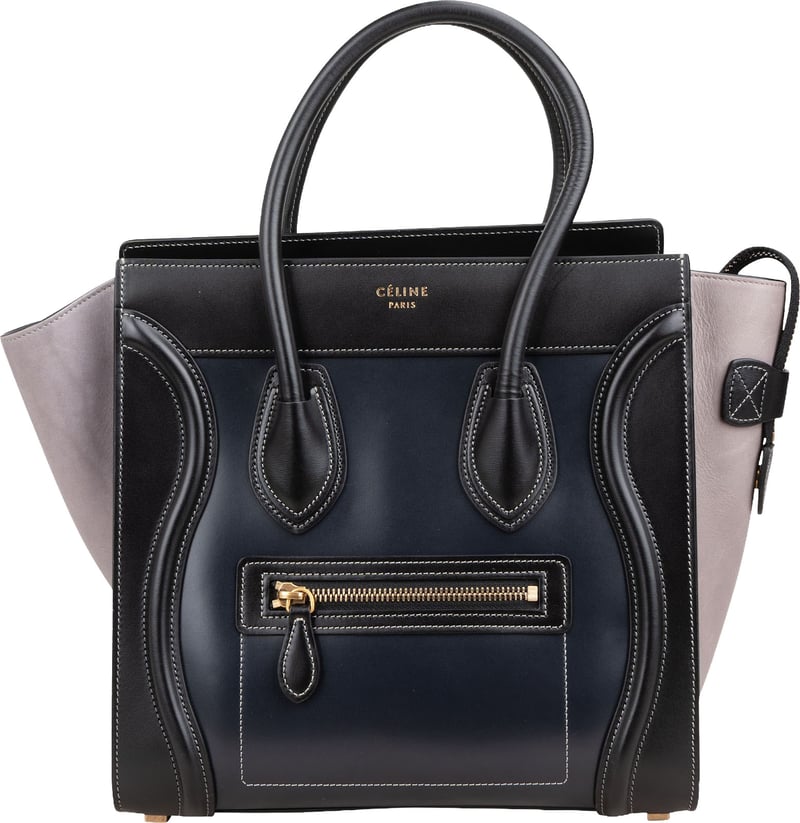 Céline Tricolor Smooth & Box Stitched Calfskin Luggage Handbag
