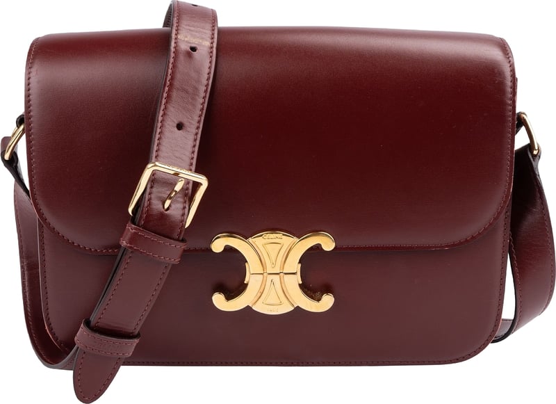 Celine Shiny Classic Boxcalf Leather Triomphe Crossbody Bag