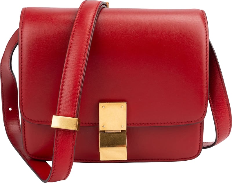 Celine Red Classic Boxcalf Leather Small Triomphe Crossbody Bag