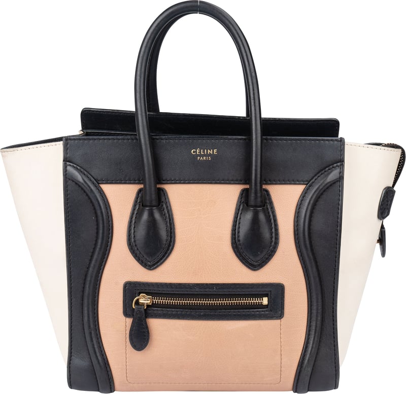 Céline Tricolor Leather Luggage Handbag