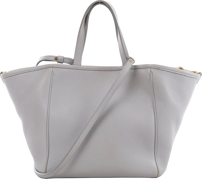CELINE Folded Cabas Small Tote 2Way Handbag in Light Gray