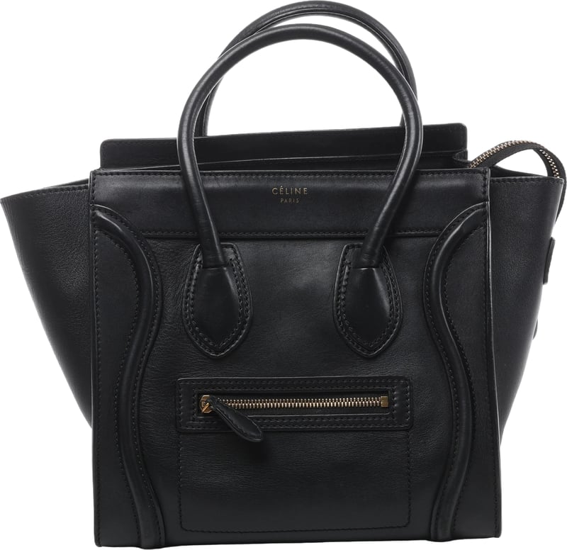Celine Luggage Micro Shopper Leather Handbag in Black