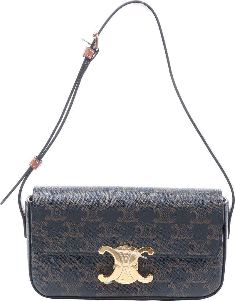 Celine Triomphe Claude PVC & Leather Shoulder Bag in Brown
