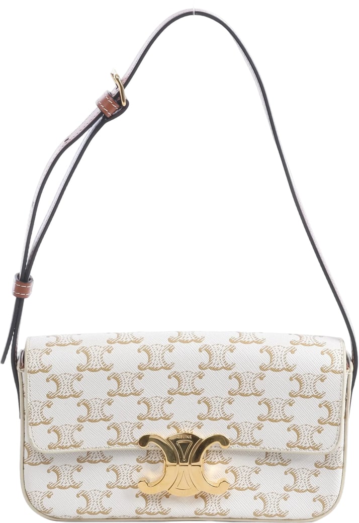 Celine Triomphe Claude PVC & Leather Shoulder bag in Beige