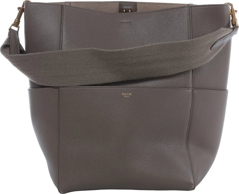 Celine Sangle Bucket Leather Shoulder Bag in Gray