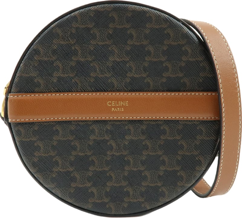 Celine Round Purse on Strap Triomphe Coated Canvas