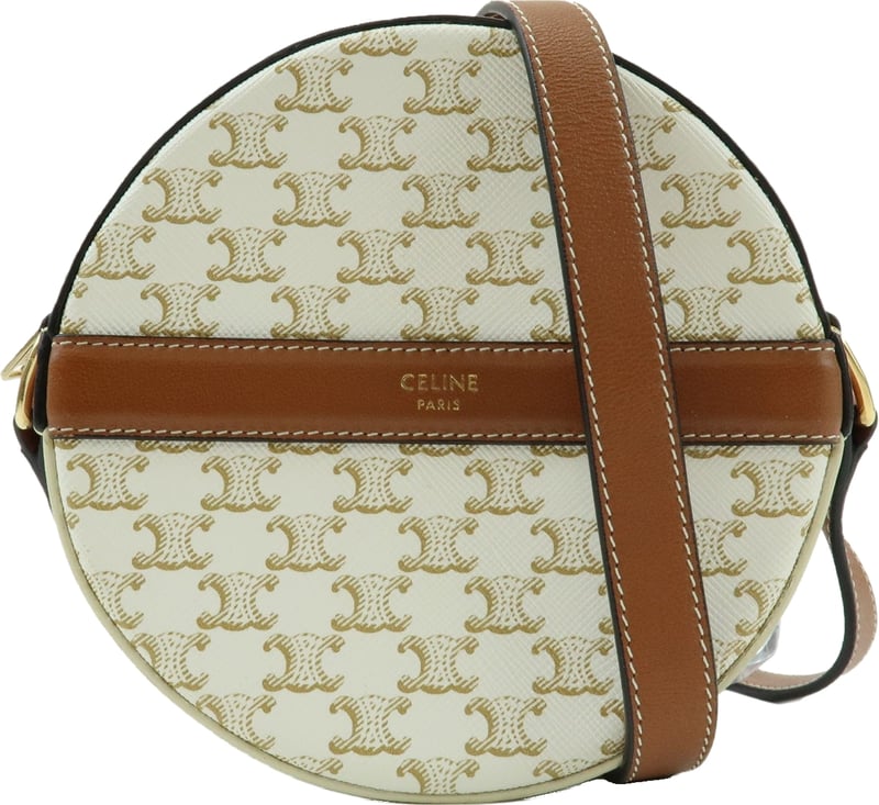 Celine Round Purse on Strap Triomphe Coated Canvas