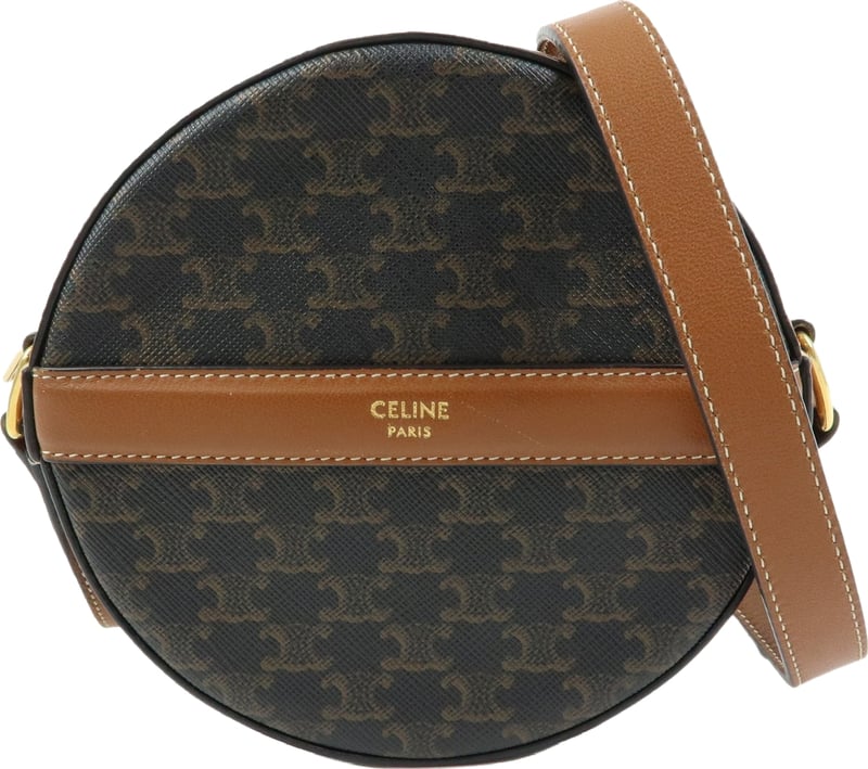 Celine Round Purse on Strap Triomphe Coated Canvas