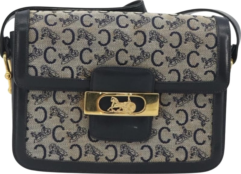 Celine Vintage Horse Carriage C Macadam Canvas and Leather