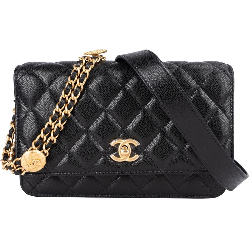 Chanel Quilted Caviar Leather Wallet On Chain Crossbody Bag