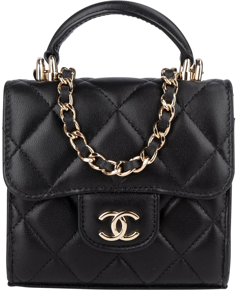 Chanel Quilted Lambskin Mini Single Flap with Top Handle Crossbody Bag