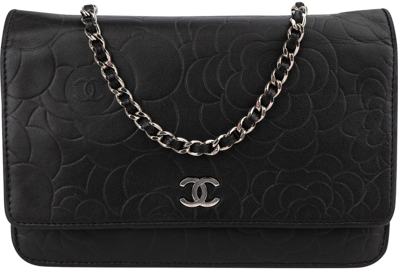 Chanel Camellia Embossed Wallet on Chain Crossbody Bag