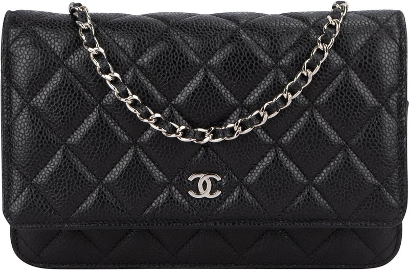 Chanel Quilted Caviar Leather Wallet on Chain Crossbody Bag