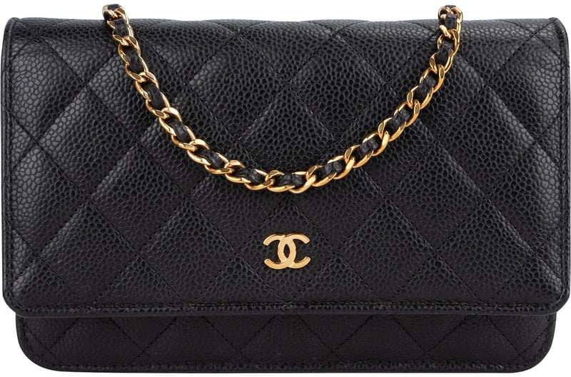 Chanel Quilted Caviar Leather Wallet On Chain Crossbody Bag