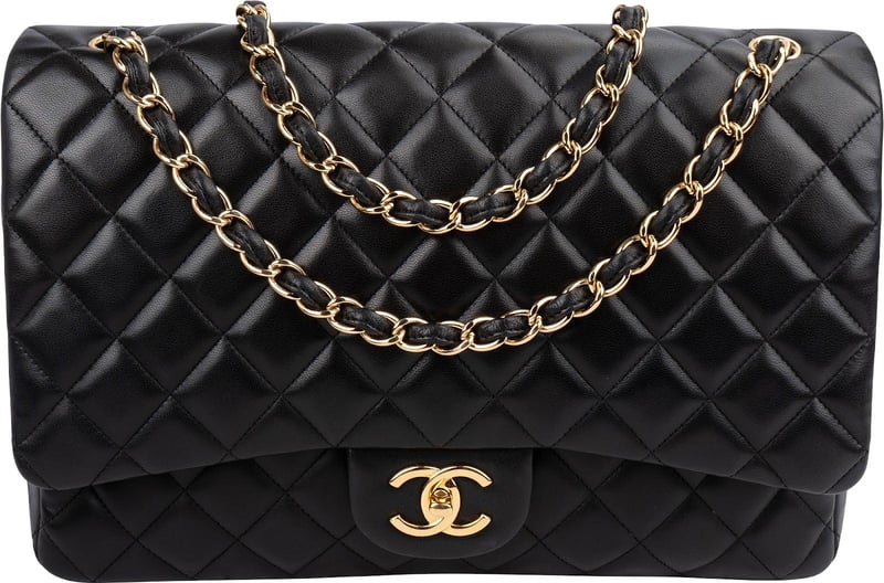 Chanel Quilted Lambskin Maxi Double Flap Crossbody Bag