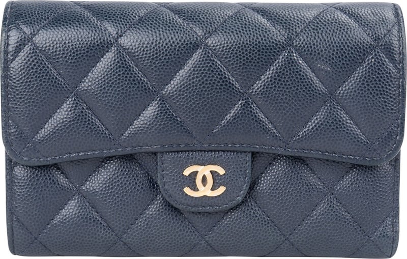 Chanel Quilted Caviar Leather Classic Flap Wallet