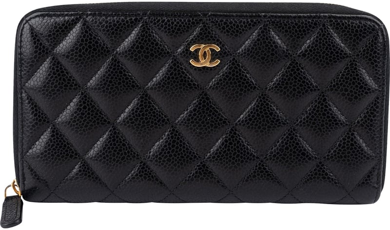 Chanel Quilted Caviar Leather CC Zippy Wallet