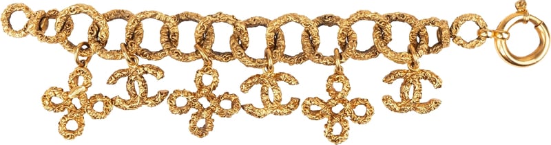 Chanel Golden CC Clover Lava Charm Bracelet 93P