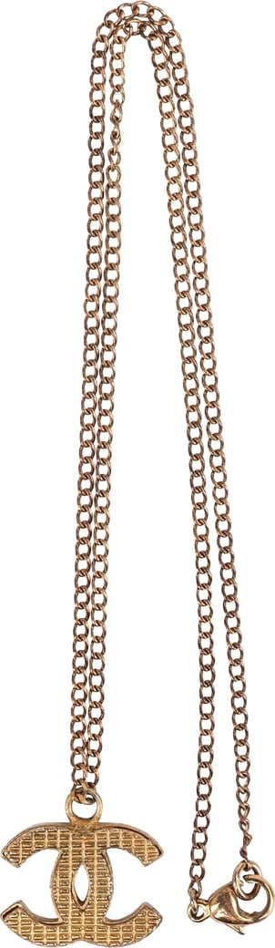 Chanel Textured CC Emblem Pendant Necklace 04C