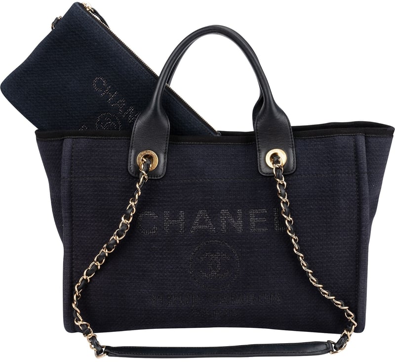 Chanel Canvas Deauville Small Tote Shoulder Bag