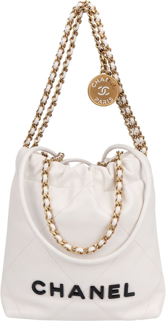 Chanel 22 Quilted Stitched Lambskin Small Drawstring Crossbody Handbag